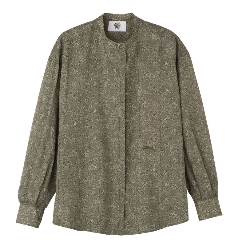 Green Longchamp Printed Veil Women Shirts | US-063QOTWYF