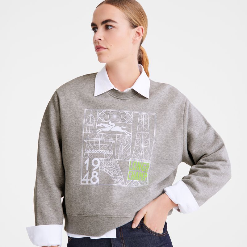 Grey Longchamp Jersey Women Sweatshirt | US-762WAEKIY