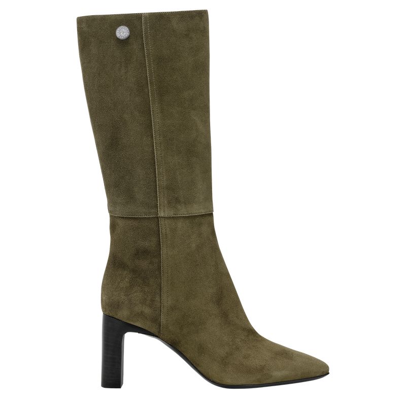 Khaki Longchamp Allure Heel Women Boots | US-937CGPWEN