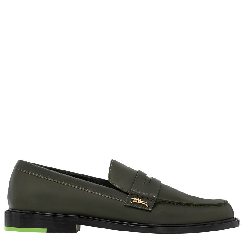 Khaki Longchamp Au Sultan Women Loafers | US-950DHEWVJ