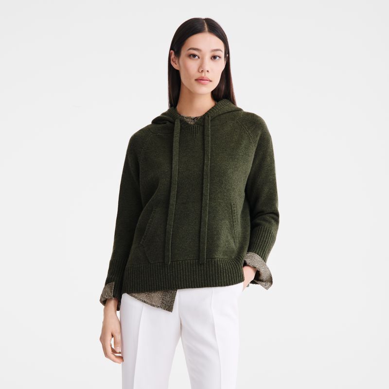 Khaki Longchamp Hoodie Women Jumper | US-026NDHBAV