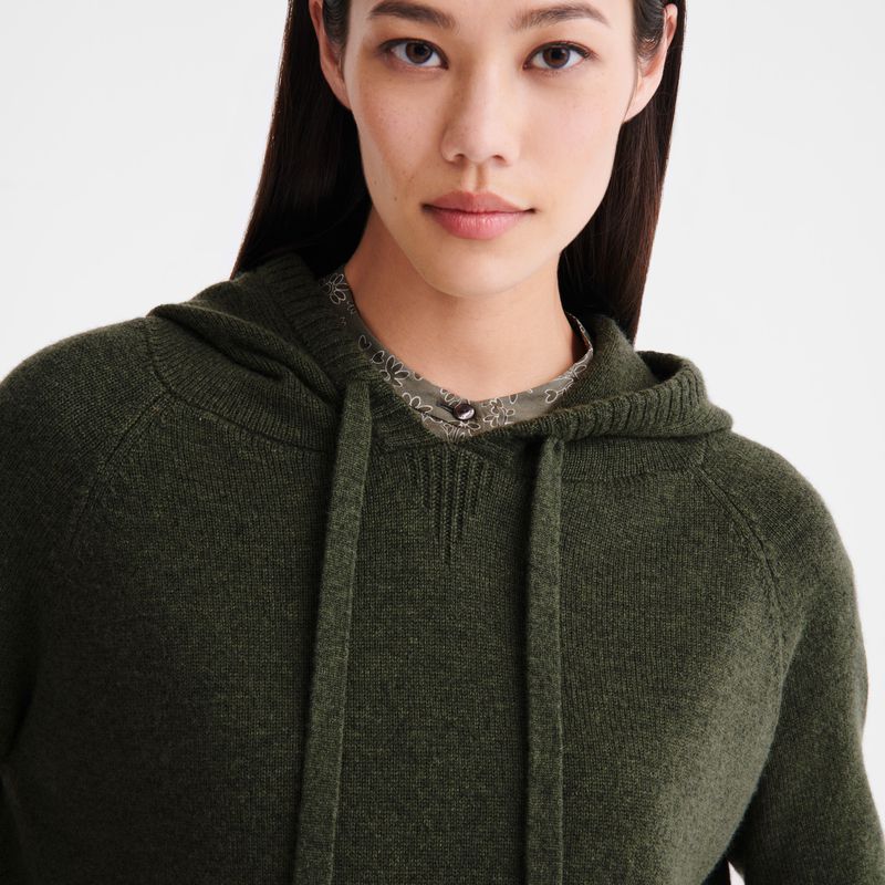 Khaki Longchamp Hoodie Women Jumper | US-026NDHBAV
