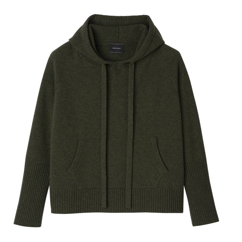 Khaki Longchamp Hoodie Women Jumper | US-026NDHBAV