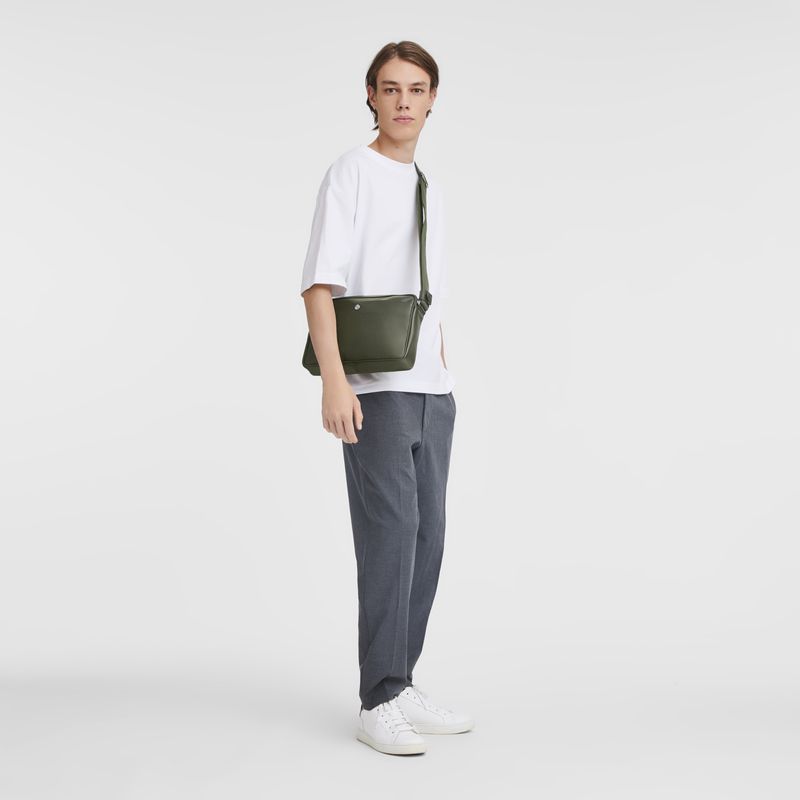 Khaki Longchamp Le Foulonné M Camera Men Crossbody Bag | US-309YMUPJG