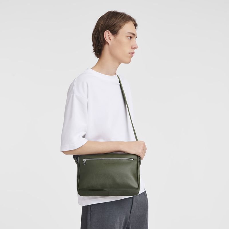 Khaki Longchamp Le Foulonné M Camera Men Crossbody Bag | US-309YMUPJG