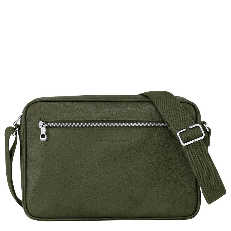 Khaki Longchamp Le Foulonné M Camera Men Crossbody Bag | US-309YMUPJG