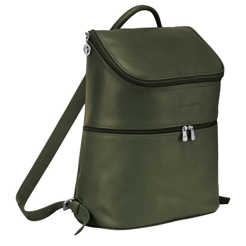 Khaki Longchamp Le Foulonné Men Backpack | US-691CKSRZA