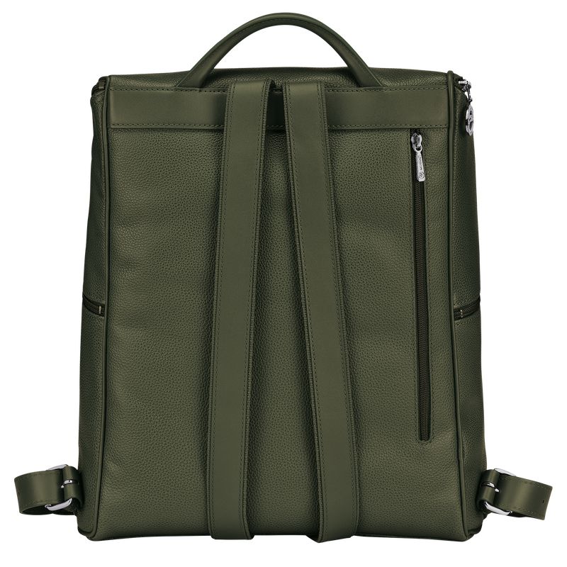 Khaki Longchamp Le Foulonné Men Backpack | US-691CKSRZA