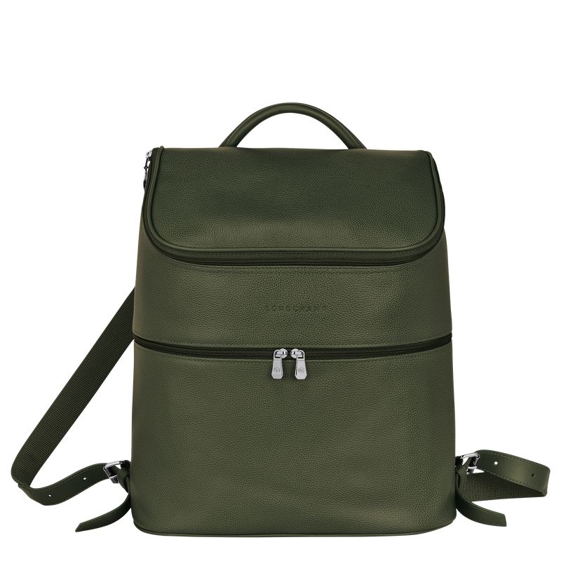 Khaki Longchamp Le Foulonné Men Backpack | US-691CKSRZA