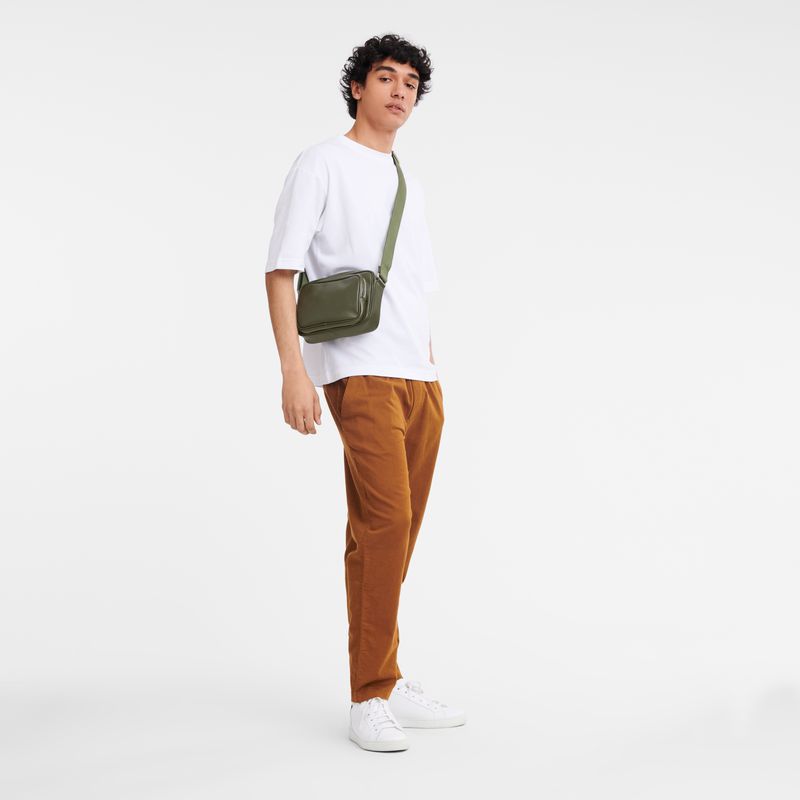 Khaki Longchamp Le Foulonné S Camera Men Crossbody Bag | US-510HIOQXV