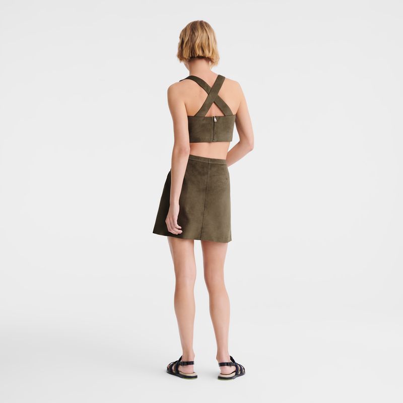 Khaki Longchamp Leather Women Top | US-625VDPYXT