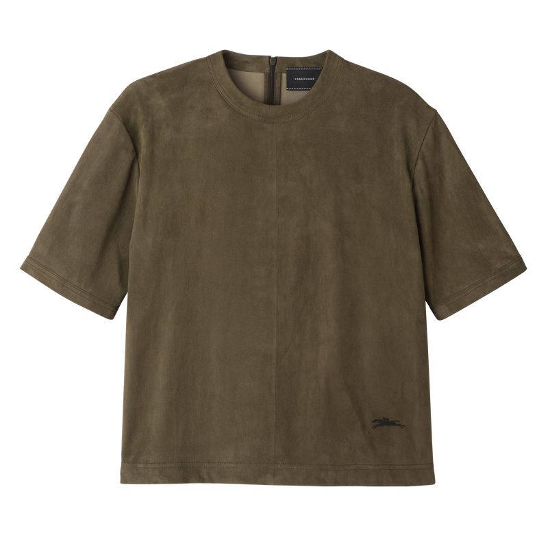 Khaki Longchamp Short Leather Women Top | US-540GCIDLU