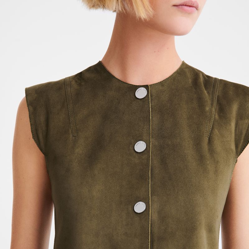 Khaki Longchamp Sleeveless Women Jacket | US-329DNHUYJ