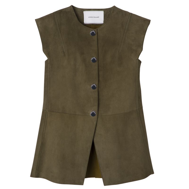 Khaki Longchamp Sleeveless Women Jacket | US-329DNHUYJ