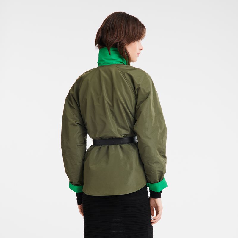 Khaki / Green Longchamp Padded Blouson Women Jacket | US-124SFNMPO