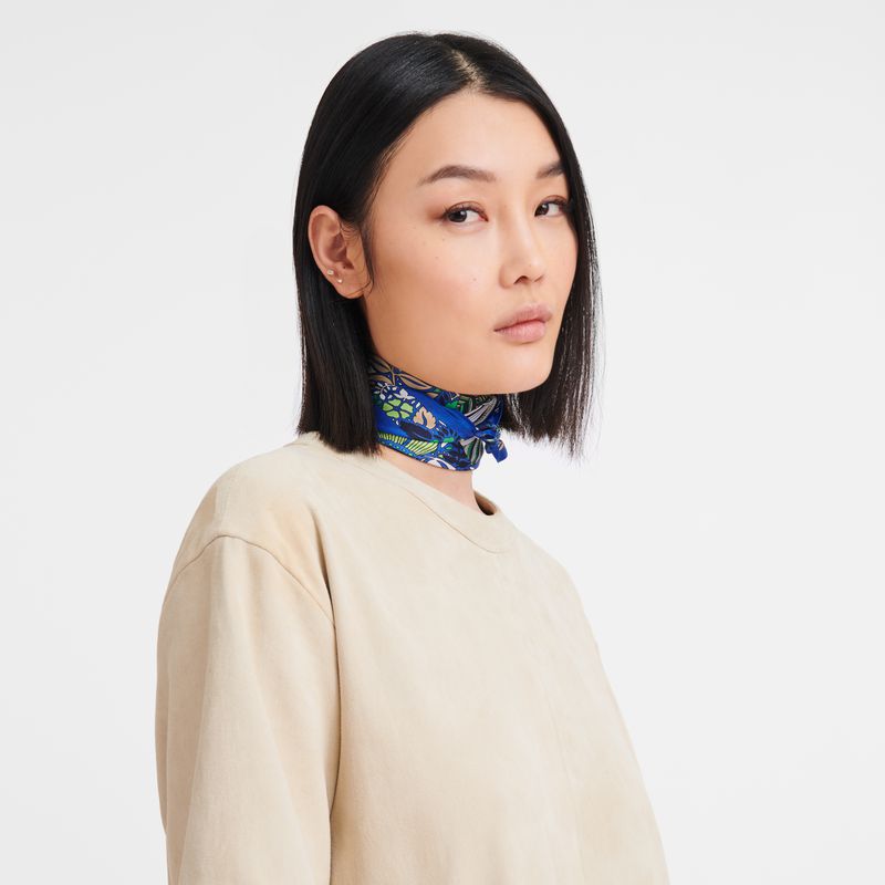 Light Blue Longchamp Forêt 50 Women Scarf | US-835HPZUFN