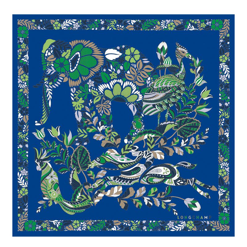 Light Blue Longchamp Forêt 50 Women Scarf | US-835HPZUFN