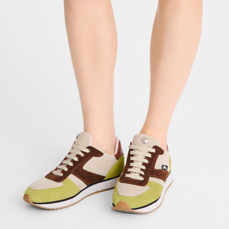 Light Green / Brown Longchamp Le Pliage Green Women Sneakers | US-907XOZFTE