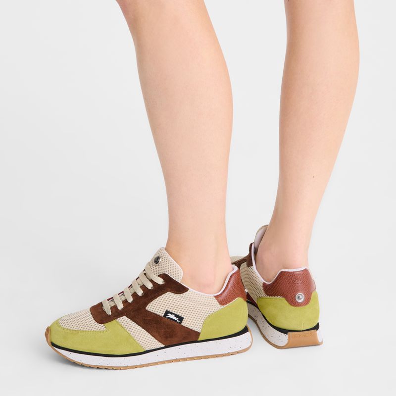 Light Green / Brown Longchamp Le Pliage Green Women Sneakers | US-907XOZFTE