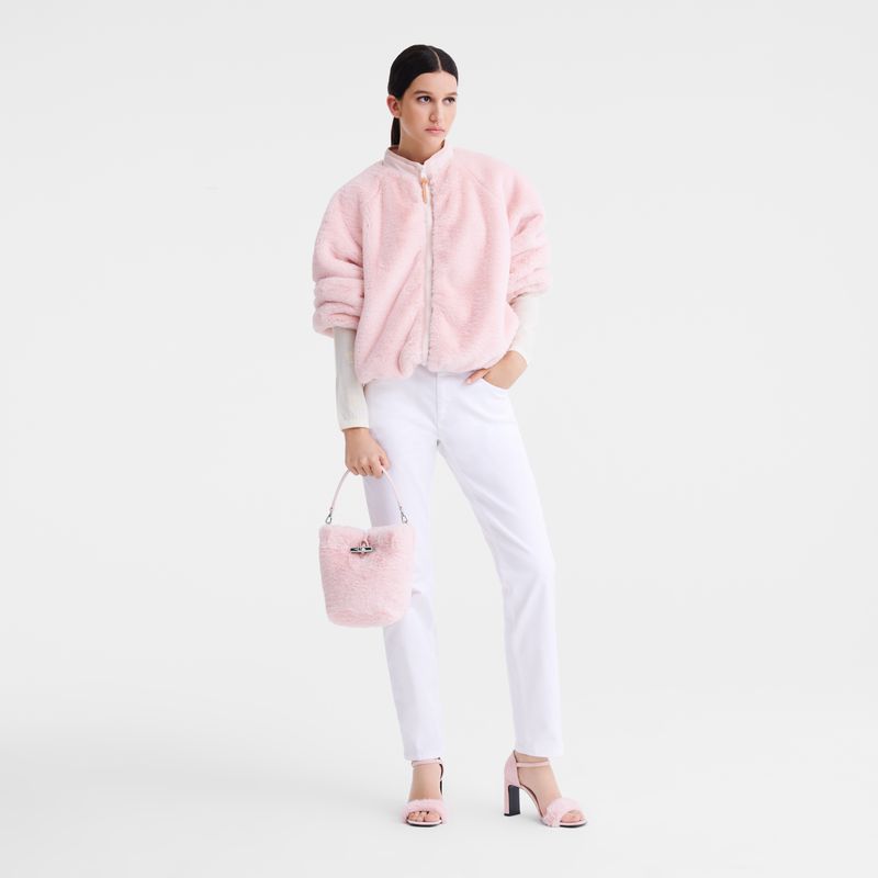 Light Rose Longchamp Le Roseau Xs Women Bucket Bag | US-703VFASZW