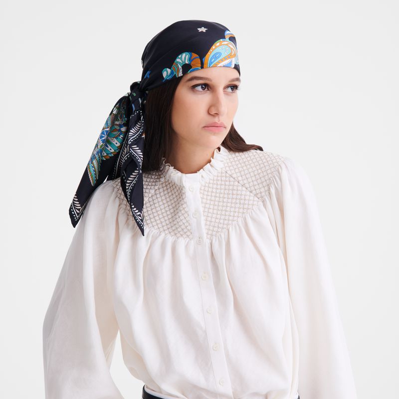 Navy Longchamp Forêt 90 Women Scarf | US-034XGTJRU