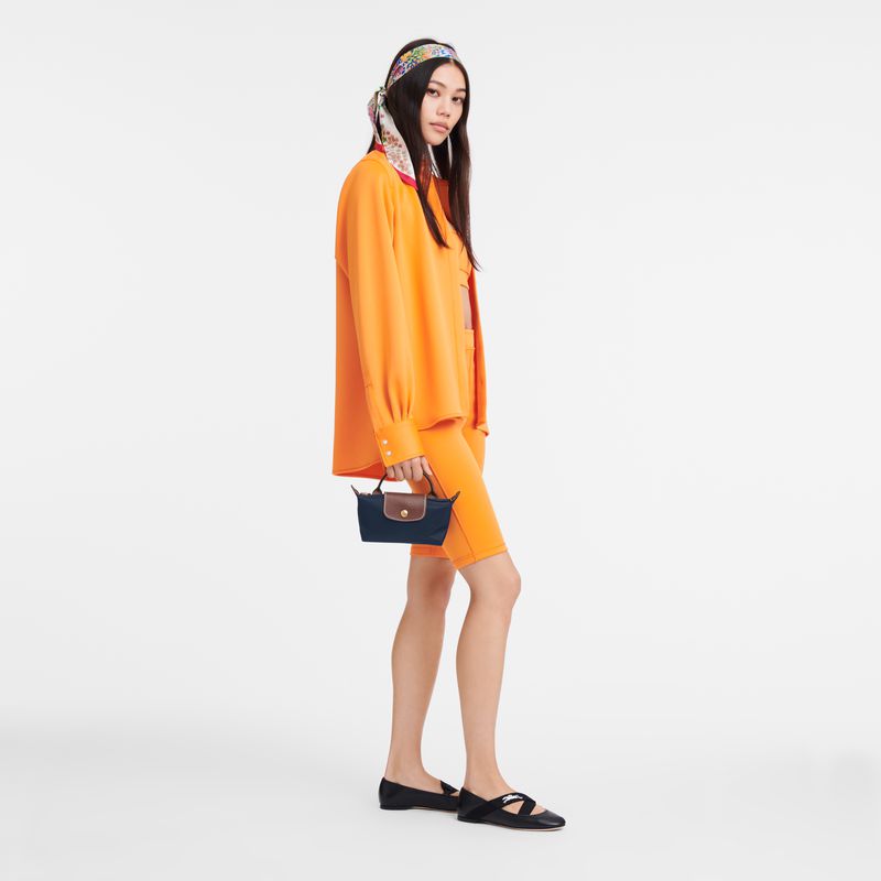 Navy Longchamp Le Pliage Original With Handle Women Pouch | US-920LRABQZ
