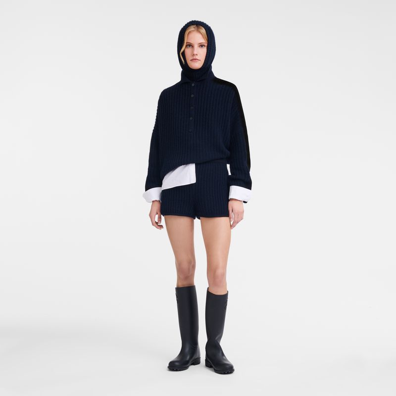 Navy Longchamp Polo Collar Women Jumper | US-961IVWJKE