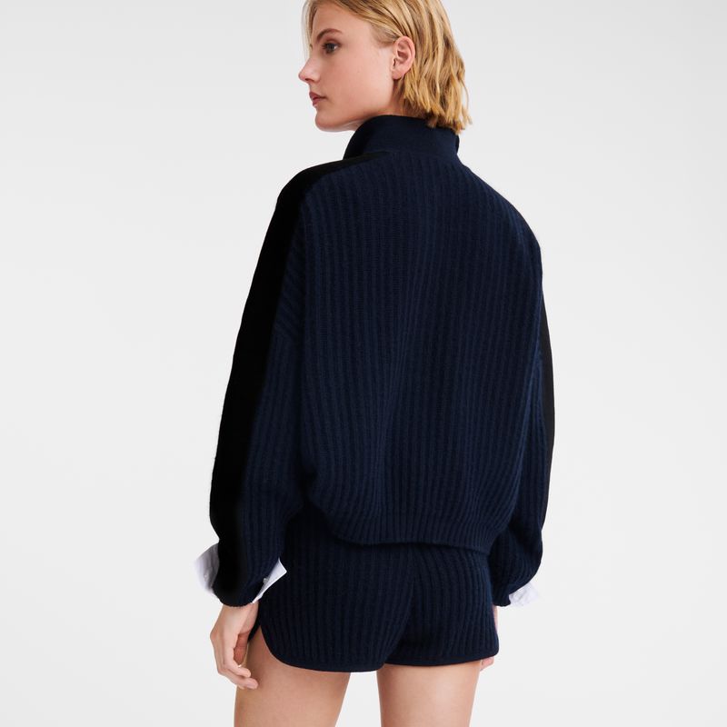 Navy Longchamp Polo Collar Women Jumper | US-961IVWJKE