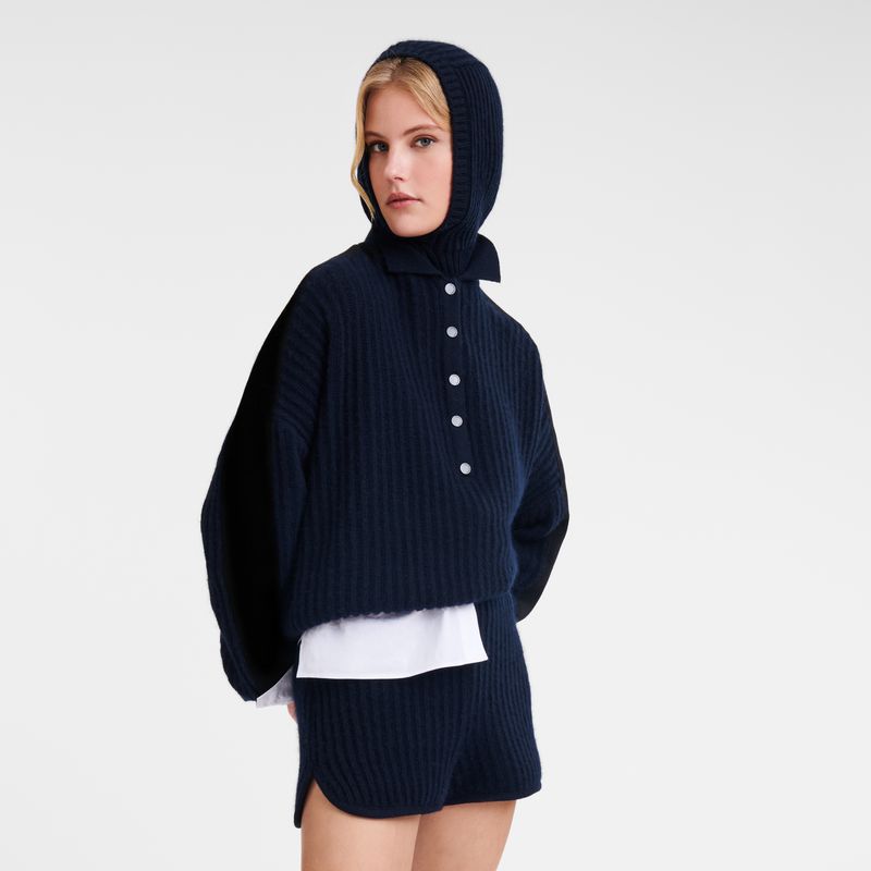 Navy Longchamp Polo Collar Women Jumper | US-961IVWJKE