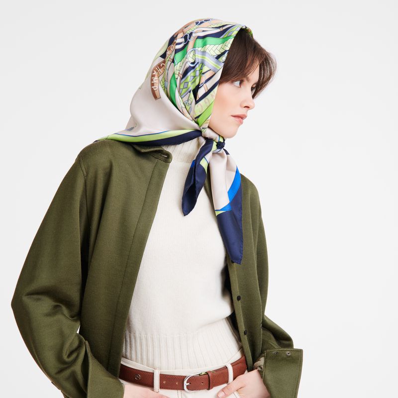 Navy Longchamp Tête De Cheval 90 Women Scarf | US-340FVWCJR