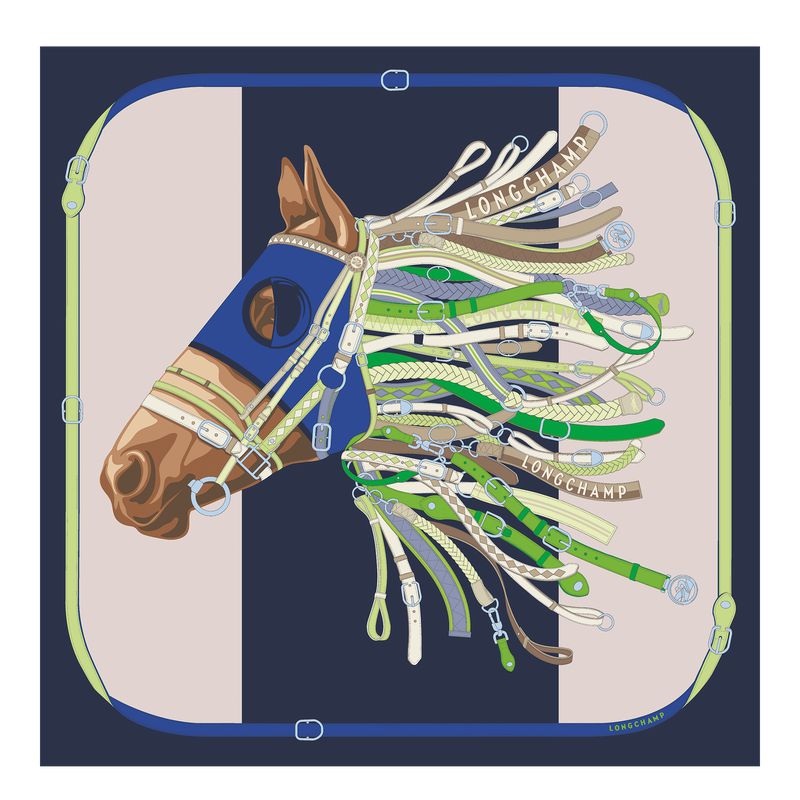 Navy Longchamp Tête De Cheval 90 Women Scarf | US-340FVWCJR