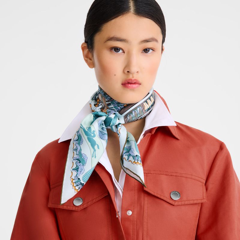 Navy Longchamp Vegetable Garden 90 Women Scarf | US-635GHUWFE