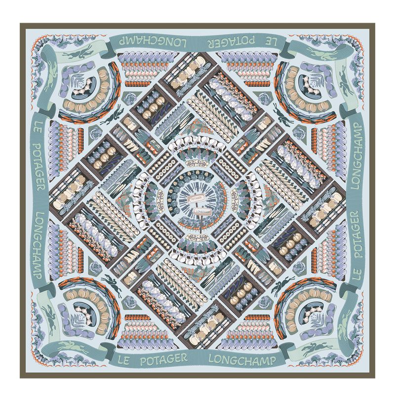 Navy Longchamp Vegetable Garden 90 Women Scarf | US-635GHUWFE