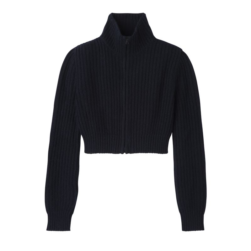 Navy Longchamp Zip Collar Short Women Cardigan | US-251ZAOUHC