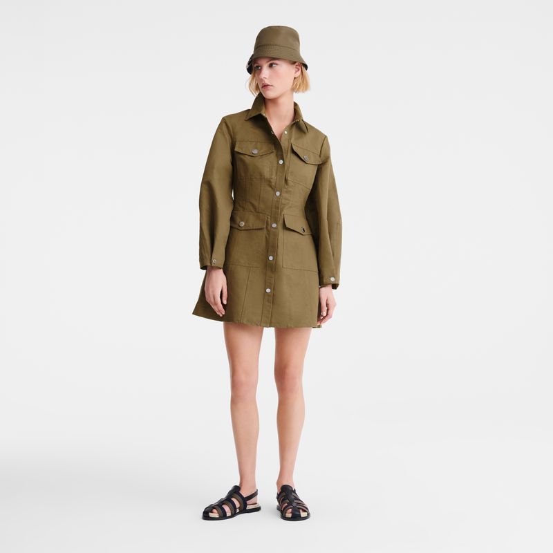 Olive Longchamp Canvas Women Dress | US-893UNXBPK