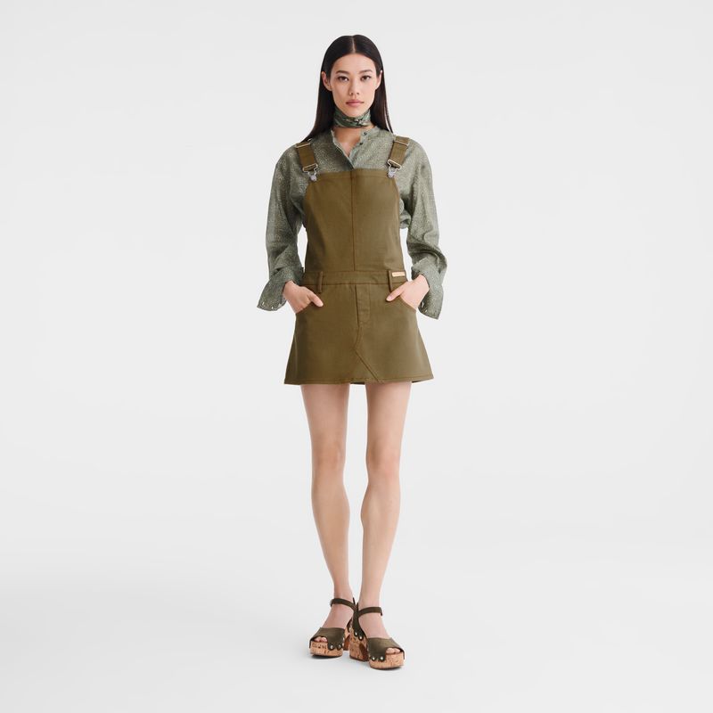 Olive Longchamp Gabardine Women Dress | US-140PWAJZO