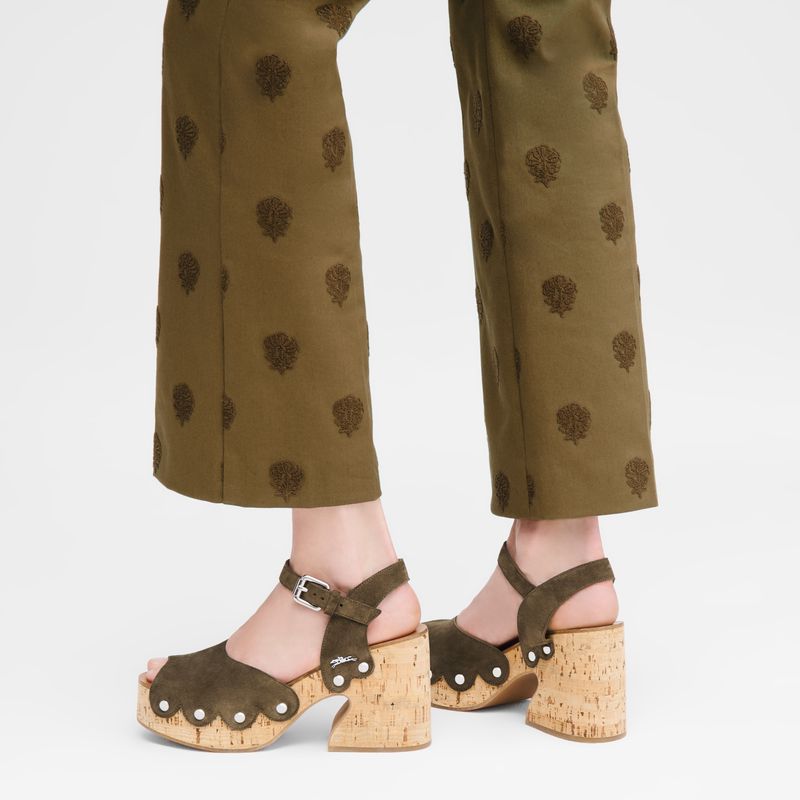 Olive Longchamp La Cigale Women Sandals | US-743POYKBN