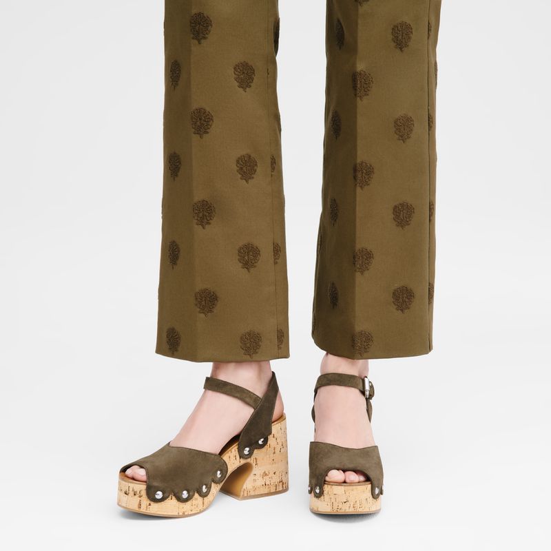 Olive Longchamp La Cigale Women Sandals | US-743POYKBN