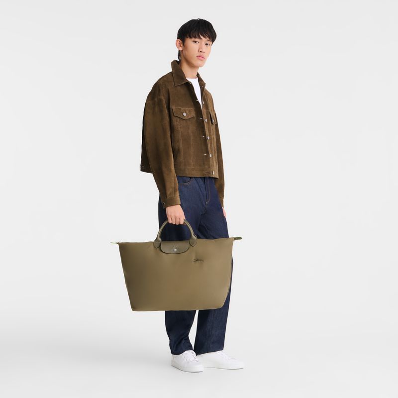 Olive Longchamp Le Pliage Green L Men Travel Bag | US-267RCWSQU