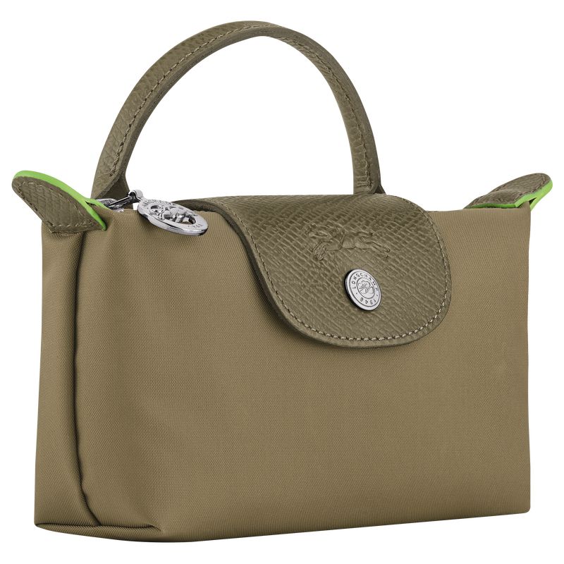 Olive Longchamp Le Pliage Green With Handle Women Pouch | US-745AKMQOU