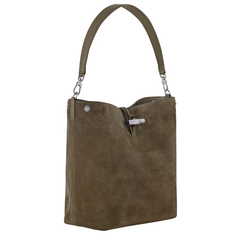 Olive Longchamp Le Roseau M Women Hobo Bag | US-396DYIVOW