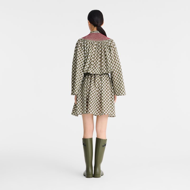 Olive Longchamp Vichy Jacquard Women Dress | US-972JWMYRS