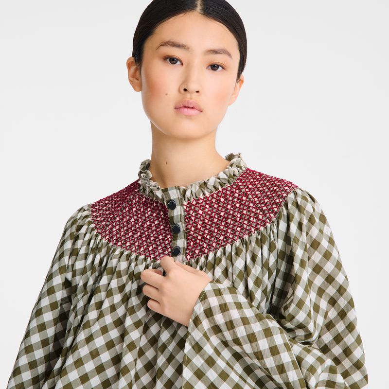 Olive Longchamp Vichy Jacquard Women Dress | US-972JWMYRS