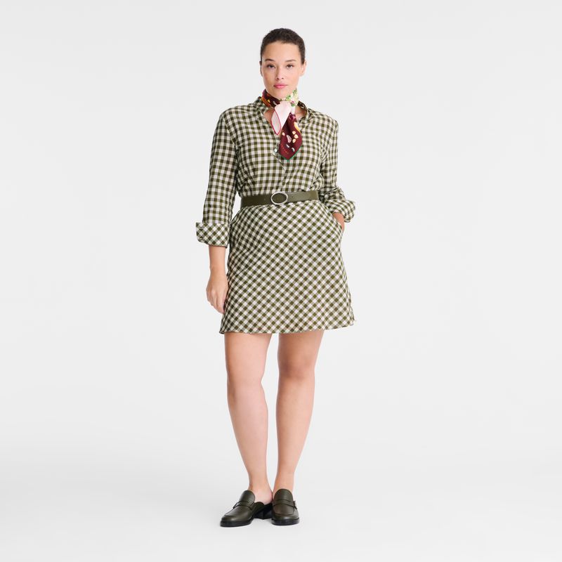 Olive Longchamp Vichy Jacquard Women Dress | US-736NZHSQL