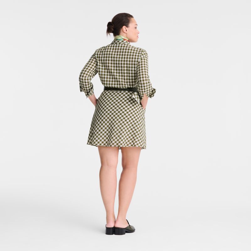 Olive Longchamp Vichy Jacquard Women Dress | US-736NZHSQL