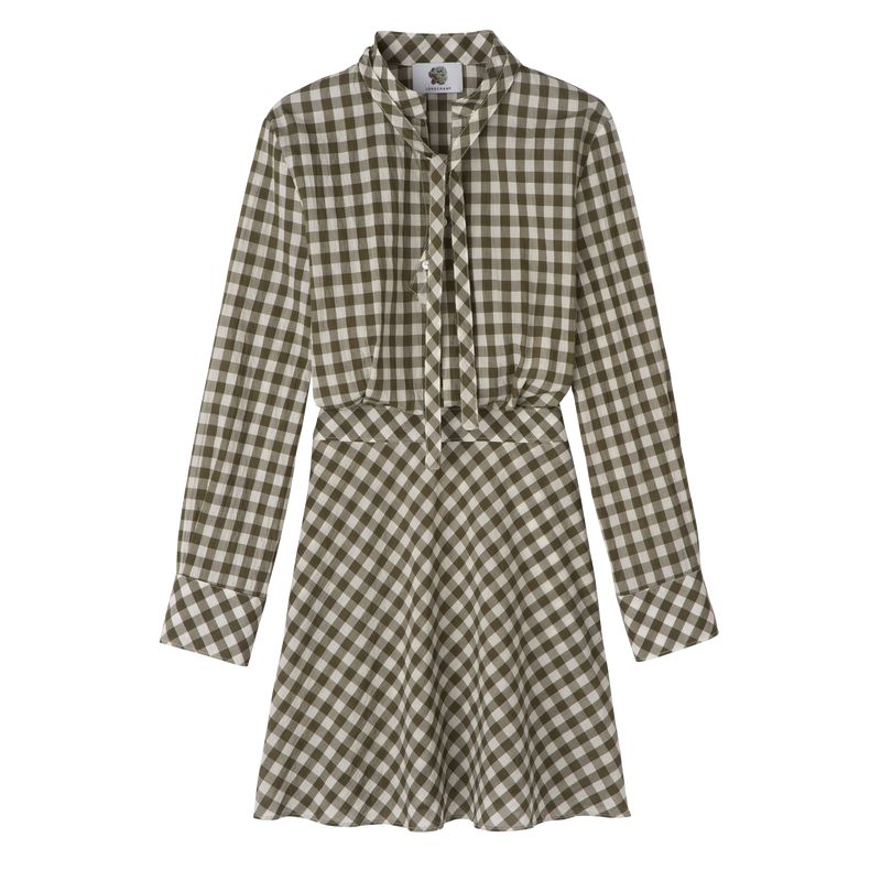 Olive Longchamp Vichy Jacquard Women Dress | US-736NZHSQL