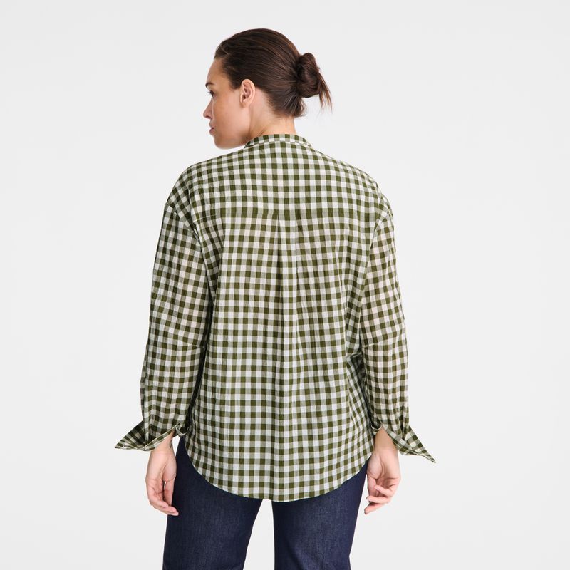 Olive Longchamp Vichy Jacquard Women Shirts | US-429ZPUNXL