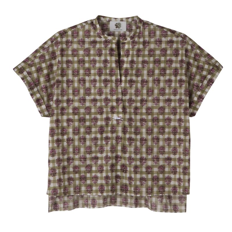 Olive Longchamp Vichy Print Veil Women Blouse | US-172GMJRVC