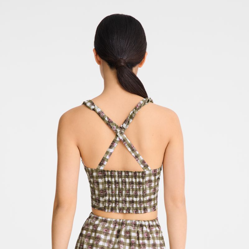 Olive Longchamp Vichy Print Veil Women Top | US-248FMEXDK