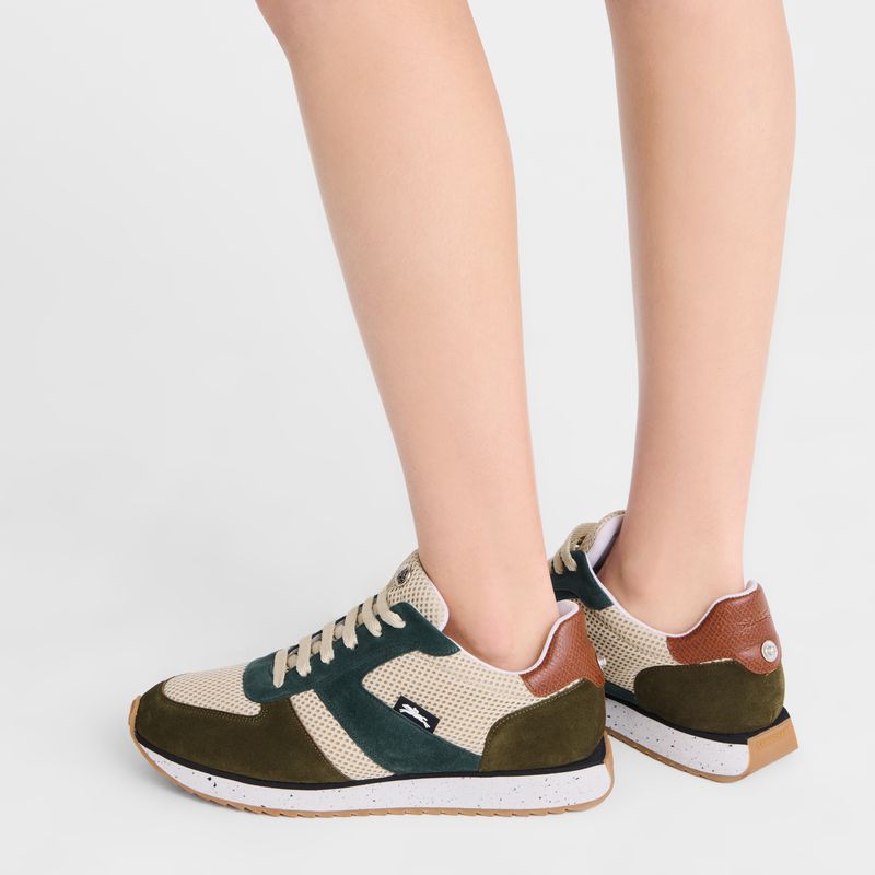Olive / Blue Longchamp Le Pliage Green Women Sneakers | US-657XPJBQY